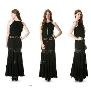 NWT MICHELLE JONAS Hippie Gauze Crochet Maxi Dress